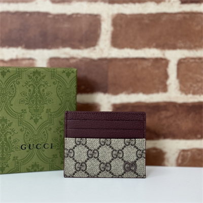 gu.cci bi-color card case with gg detail S*p*e canvas brown 795230