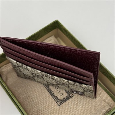 gu.cci bi-color card case with gg detail S*p*e canvas brown 795230