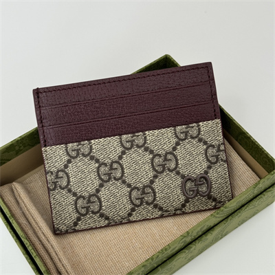 gu.cci bi-color card case with gg detail S*p*e canvas bordeaux 795230