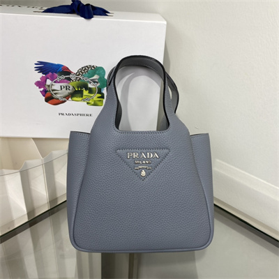 Pra*a leather mini bag grey blue 1ba349