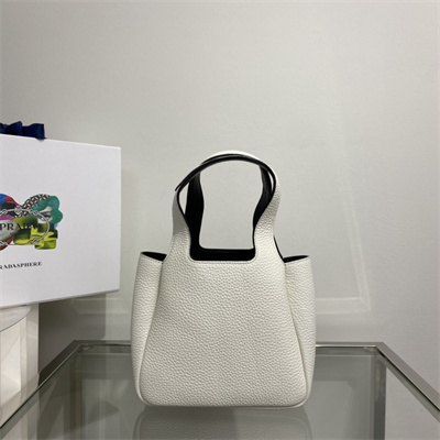 Pra*a leather mini bag white/black 1ba349