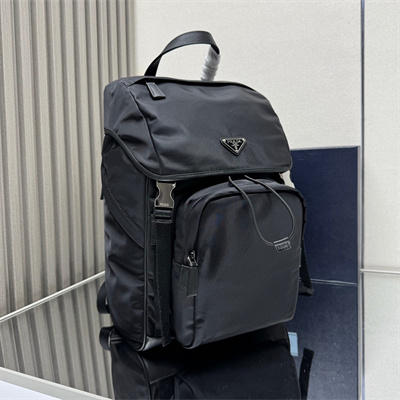 Pra*a re-nylon and leather backpack black 2vz135