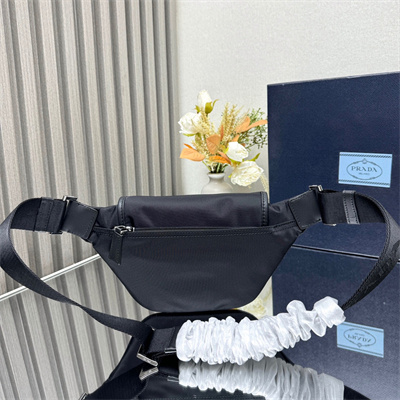 Pra*a re-nylon and leather shoulder bag black 2vh176