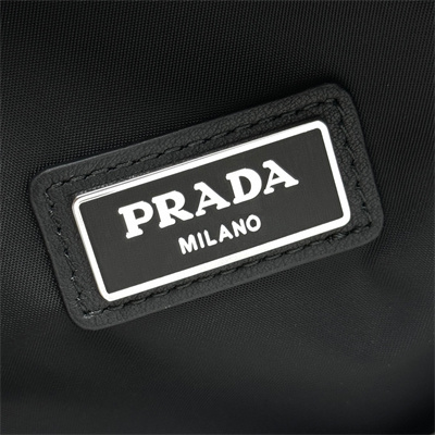 Pra*a re-nylon and leather shoulder bag black 2vh176