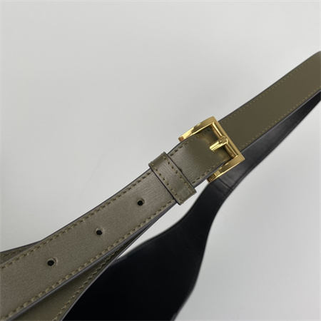 Pra*a large leather shoulder bag with topstitching green 1bc181