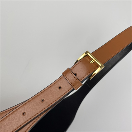 Pra*a large leather shoulder bag with topstitching brown 1bc181