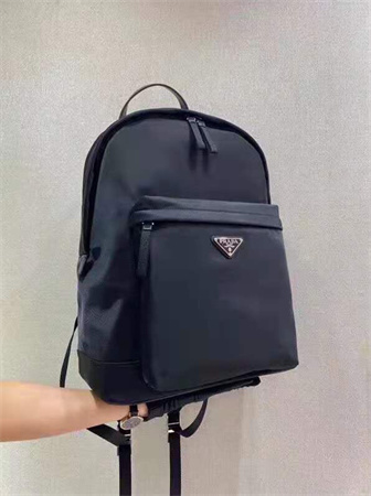 Pra*a re-nylon and leather backpack black 2vz071