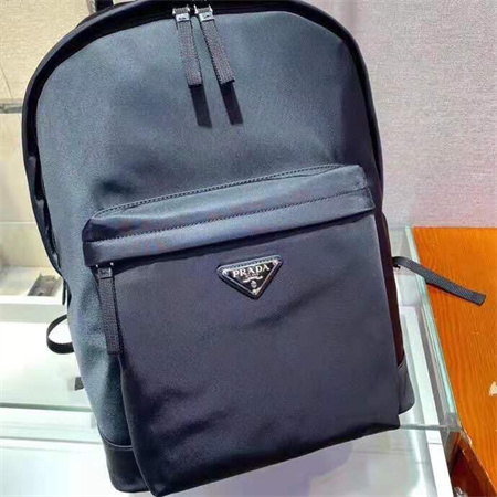 Pra*a re-nylon and leather backpack black 2vz071