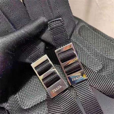 Pra*a re-nylon and leather backpack black 2vz071