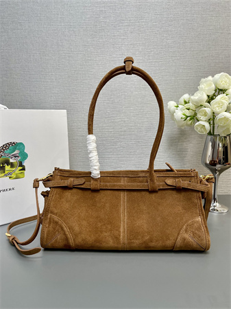 Pra*a medium suede handbag brown 1ba426
