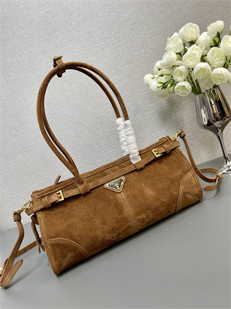 Pra*a medium suede handbag brown 1ba426
