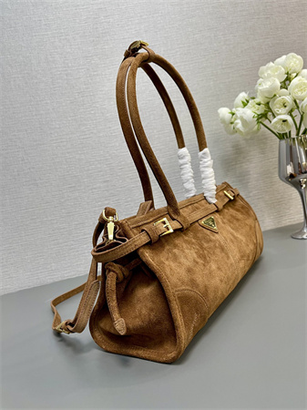 Pra*a medium suede handbag brown 1ba426