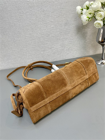 Pra*a medium suede handbag brown 1ba426