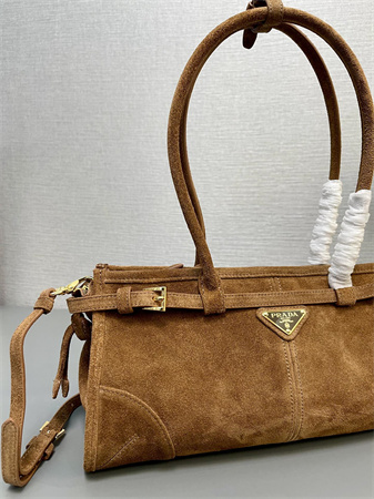 Pra*a medium suede handbag brown 1ba426