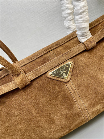 Pra*a medium suede handbag brown 1ba426