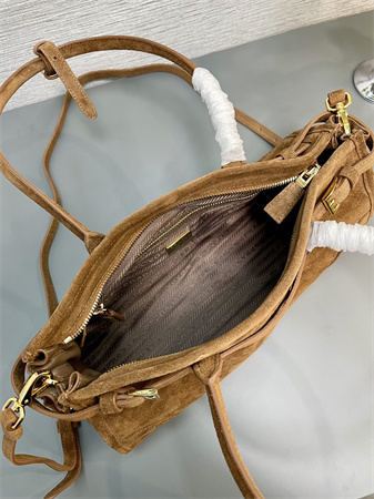 Pra*a medium suede handbag brown 1ba426