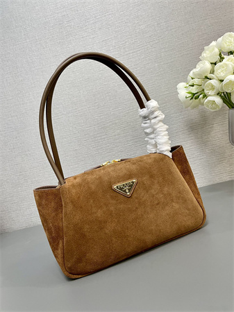 Pra*a medium suede shoulder bag brown 1ba444