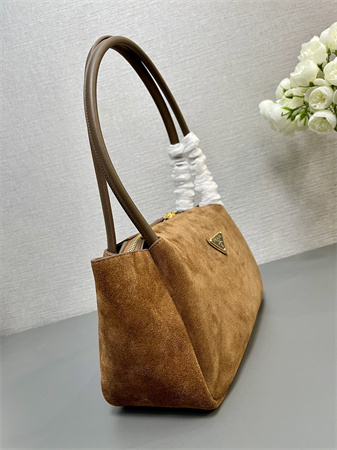 Pra*a medium suede shoulder bag brown 1ba444