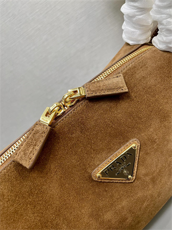 Pra*a medium suede shoulder bag brown 1ba444