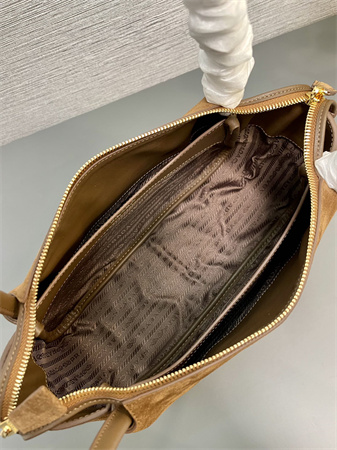 Pra*a medium suede shoulder bag brown 1ba444