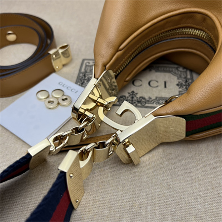 Gu.cci Attache small shoulder bag Leather Brown 699409