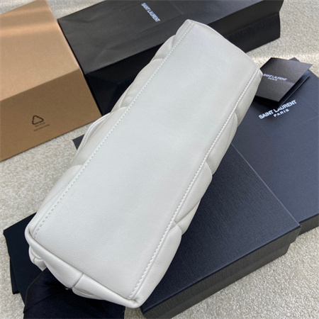 Y.S.L PUFFER MEDIUM In Nappa Lambskin Silver Tone Metal White Color