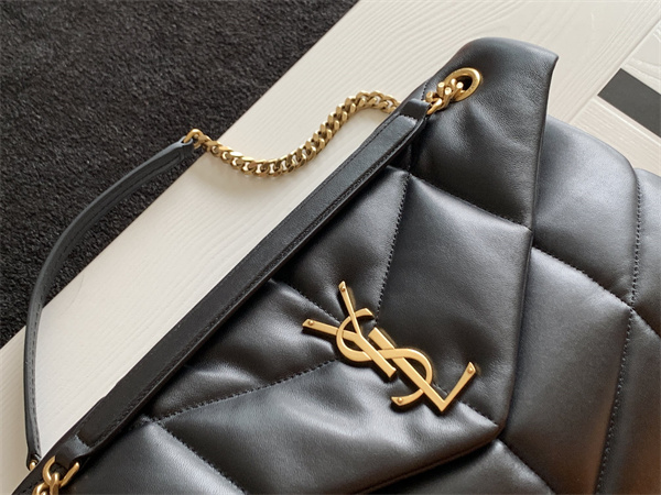 Y.S.L PUFFER MEDIUM In Nappa Lambskin Gold Tone Metal Black Color