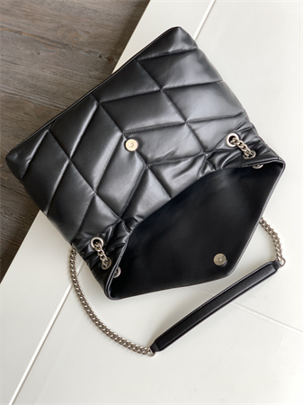 Y.S.L PUFFER MEDIUM In Nappa Lambskin Silver Tone Metal Black Color