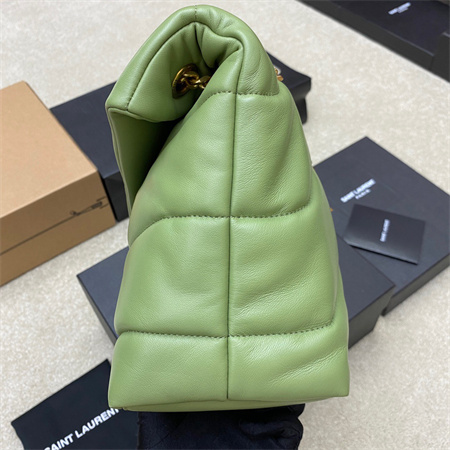 Y.S.L PUFFER MEDIUM In Nappa Lambskin Gold Tone Metal Avocado Green Color