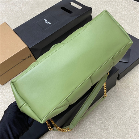 Y.S.L PUFFER MEDIUM In Nappa Lambskin Gold Tone Metal Avocado Green Color