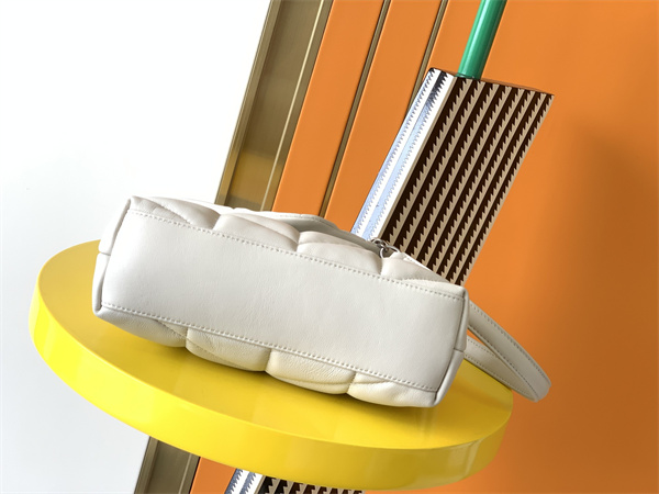 Y.S.L TOY PUFFER In Nappa Lambskin Silver Tone Metal White Color