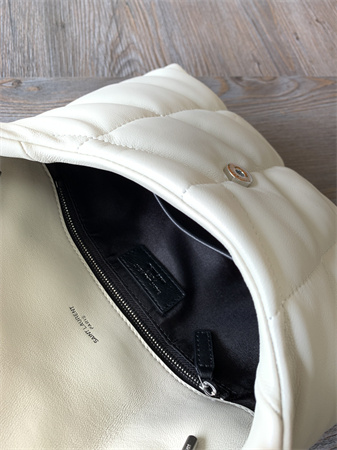 Y.S.L TOY PUFFER In Nappa Lambskin Silver Tone Metal White Color