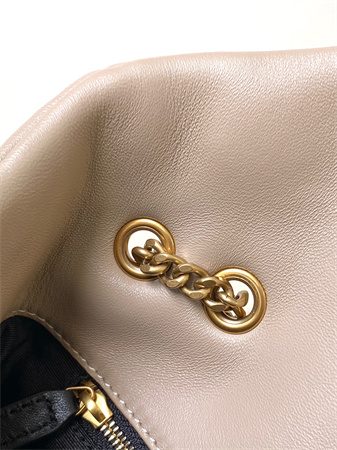 Y.S.L TOY PUFFER In Nappa Lambskin Gold Tone Metal Beige Color