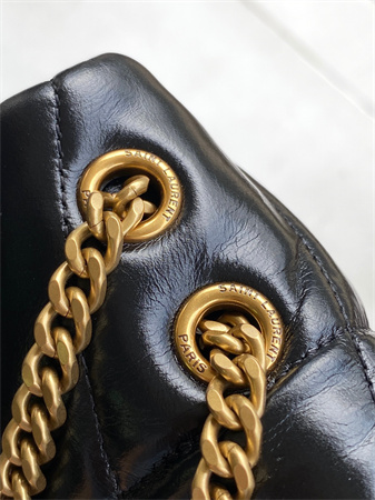 Y.S.L TOY PUFFER In Shinny Calfskin Gold Tone Metal Black