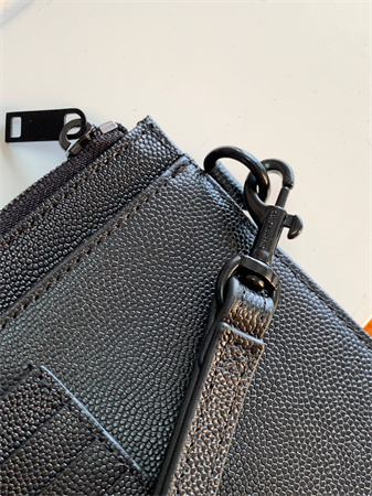 Y.S.L CASSANDRE MATELASSÉ Large Pouch In Grain DE Poudre Leather Black /Black