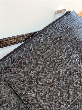 Y.S.L CASSANDRE MATELASSÉ Large Pouch In Grain DE Poudre Leather Black /Silver