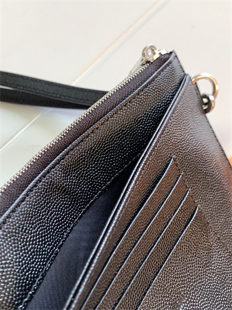 Y.S.L CASSANDRE MATELASSÉ Large Pouch In Grain DE Poudre Leather Black /Silver