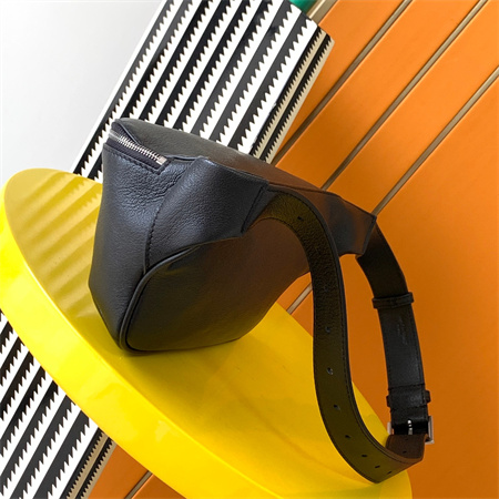 Y.S.L MONOGRAM BELT BAG IN Black Leather Silver Tone Hardware