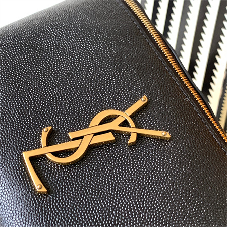 Y.S.L MONOGRAM BELT BAG IN Black Leather Gold Tone Hardware