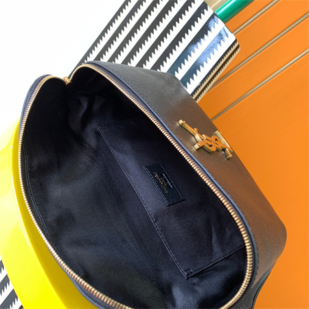 Y.S.L MONOGRAM BELT BAG IN Black Leather Gold Tone Hardware