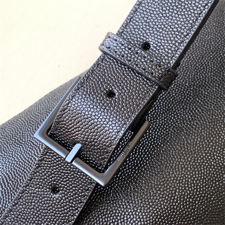 Y.S.L MONOGRAM BELT BAG IN Black Leather Black Tone Hardware