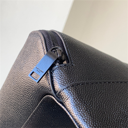 Y.S.L MONOGRAM BELT BAG IN Black Leather Black Tone Hardware