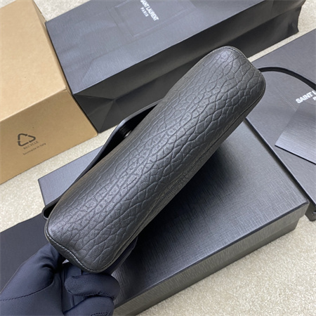 Y.S.L CASSANDRE Envelope Messenger In Grained Lambskin Black