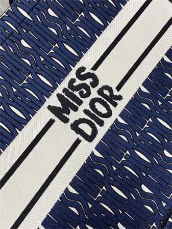 cd miss D*or large book tote allover emb navy blue