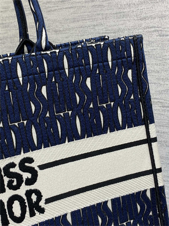 cd miss D*or large book tote allover emb navy blue