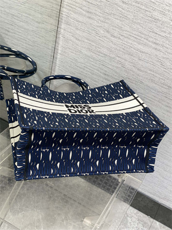 cd miss D*or large book tote allover emb navy blue