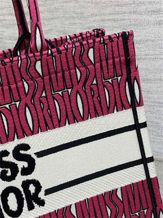cd miss D*or medium book tote allover emb fuchsia