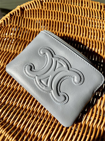 Ce**e triomphe coin purse smooth calfskin blue