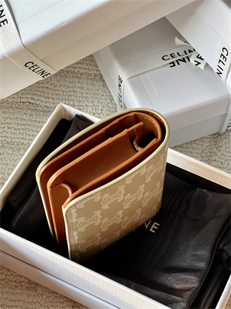 Ce**e triomphe compact wallet in triomphe canvas