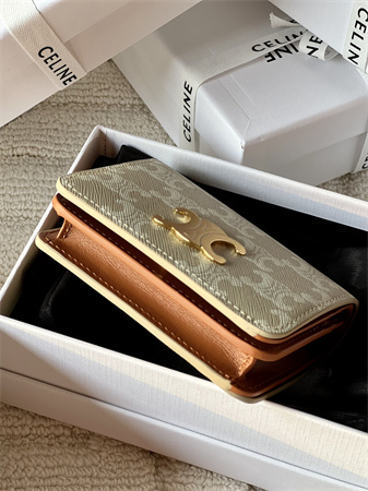Ce**e triomphe compact wallet in triomphe canvas